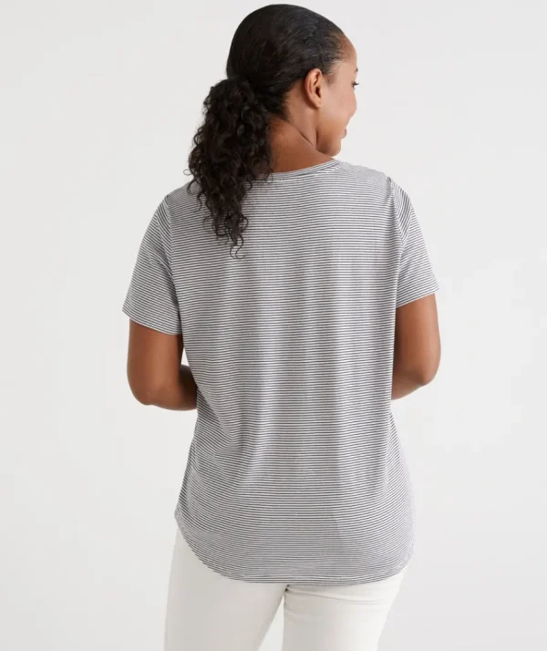 Australian Cotton Stripe V Tee-Sussan Discount