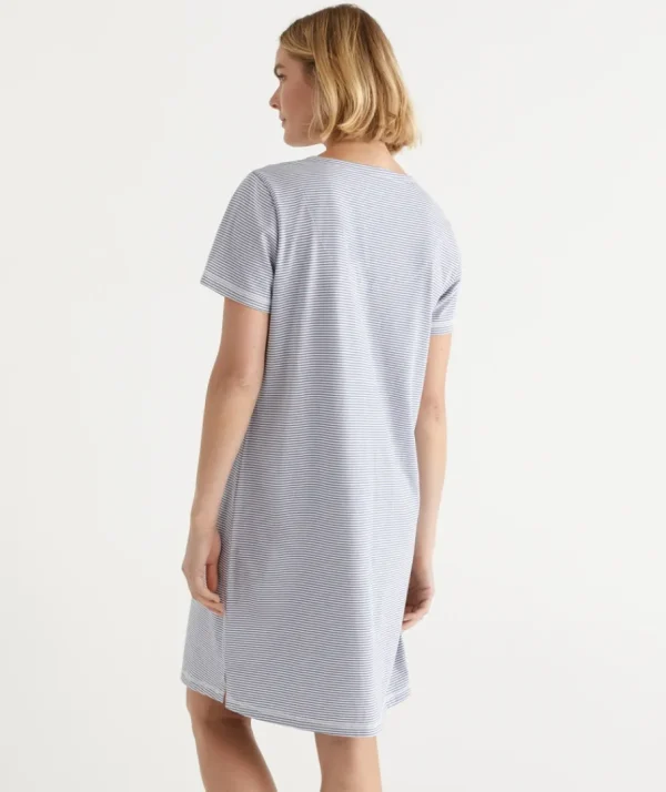 Australian Cotton Stripe Henley Nightie-Sussan Outlet