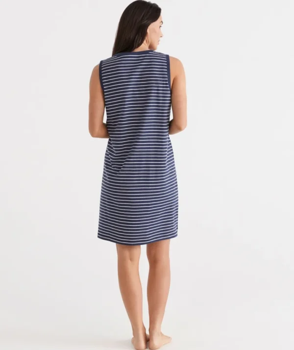 Australian Cotton Stripe Sleeveless Nightie-Sussan Flash Sale