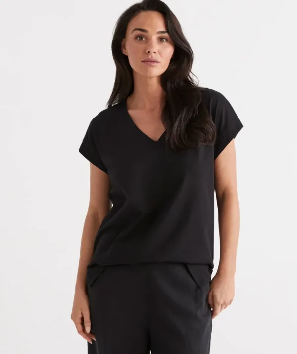 Australian Cotton V-Neck Tee-Sussan Discount