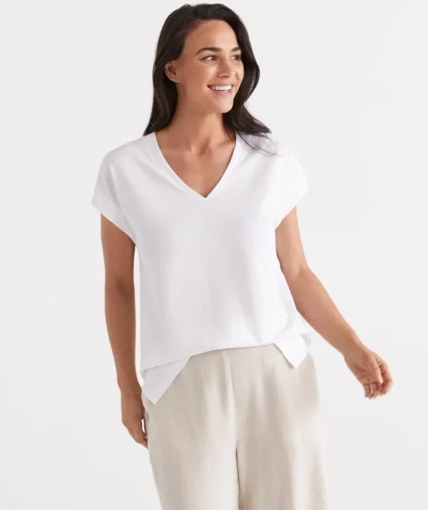 Australian Cotton V-Neck Tee-Sussan Discount