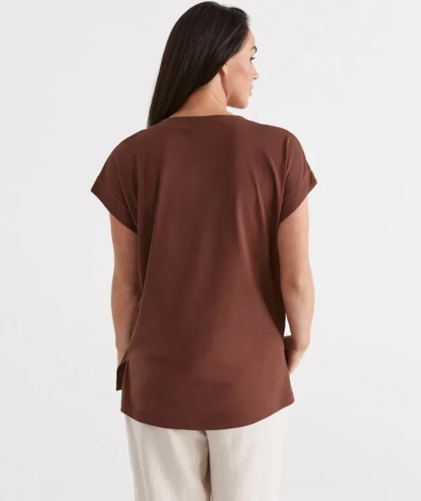 Australian Cotton V-Neck Tee-Sussan Discount