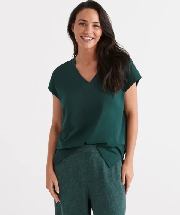 Australian Cotton V-Neck Tee-Sussan Discount