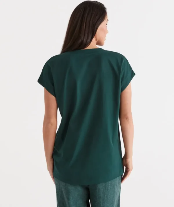 Australian Cotton V-Neck Tee-Sussan Discount