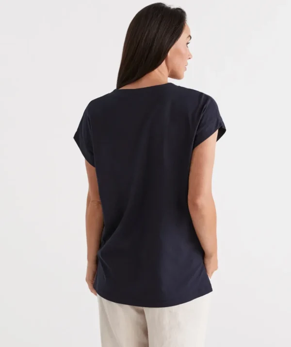 Australian Cotton V-Neck Tee-Sussan Discount