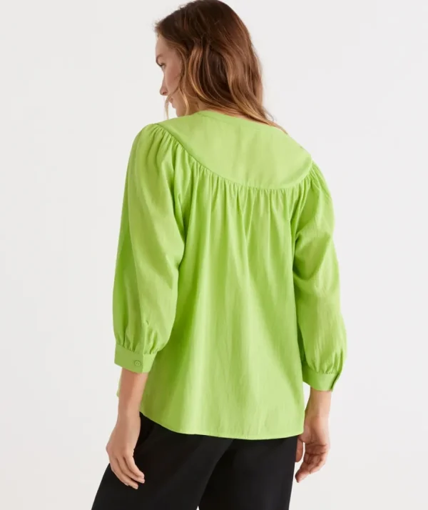 Australian Cotton Yoke Blouse-Sussan Fashion