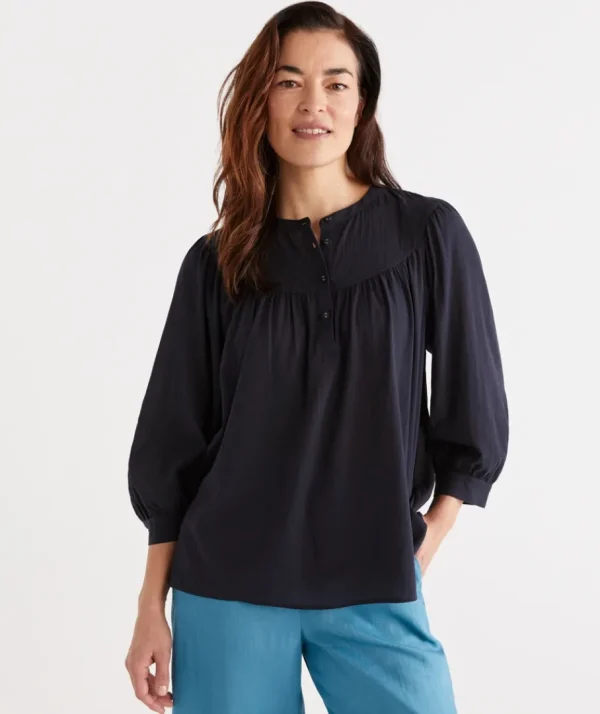 Australian Cotton Yoke Blouse-Sussan Fashion