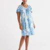 Blue Dahlia Flutter Sleeve Nightie-Sussan Outlet