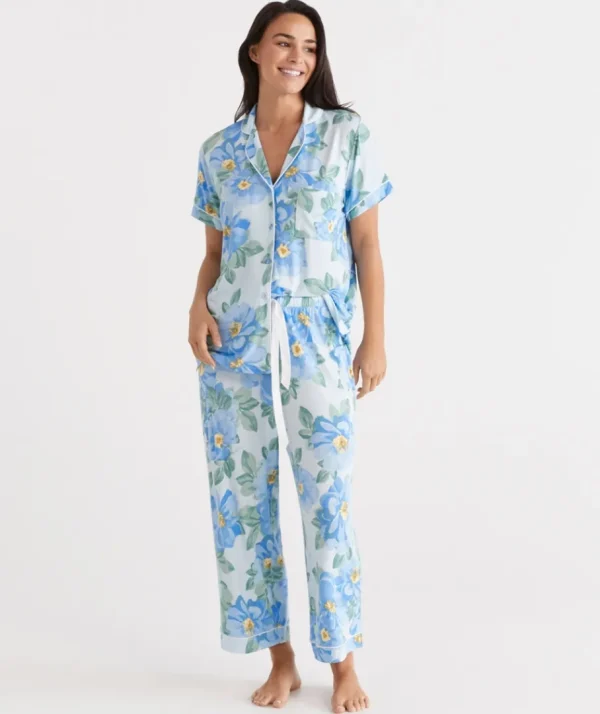 Blue Dahlia Knit Button Through Pyjama Set-Sussan New