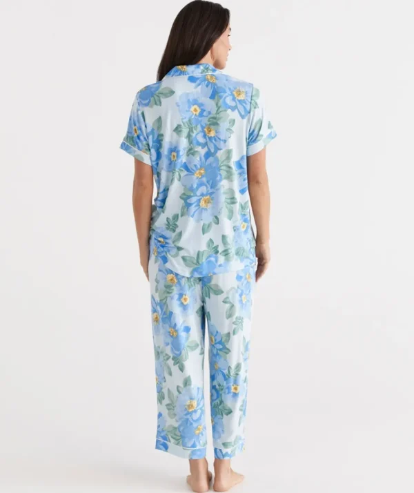 Blue Dahlia Knit Button Through Pyjama Set-Sussan New