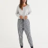 Check Print Australian Cotton Knit Pyjama Pant-Sussan Fashion