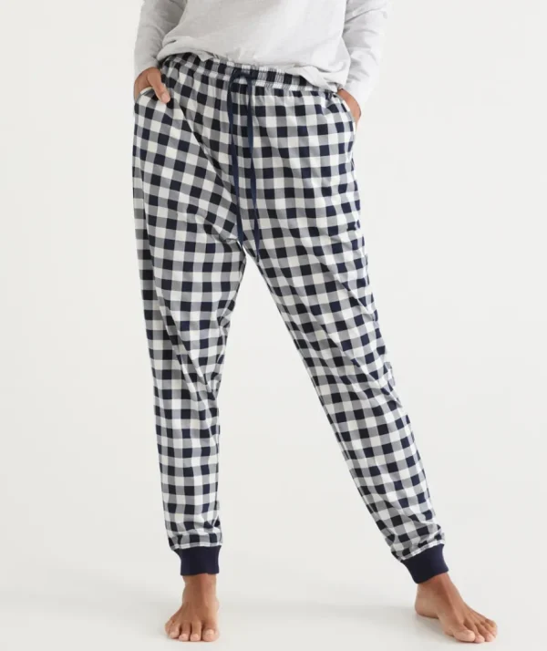 Check Print Australian Cotton Knit Pyjama Pant-Sussan Fashion