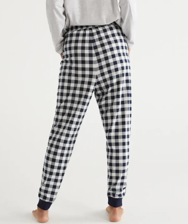 Check Print Australian Cotton Knit Pyjama Pant-Sussan Fashion