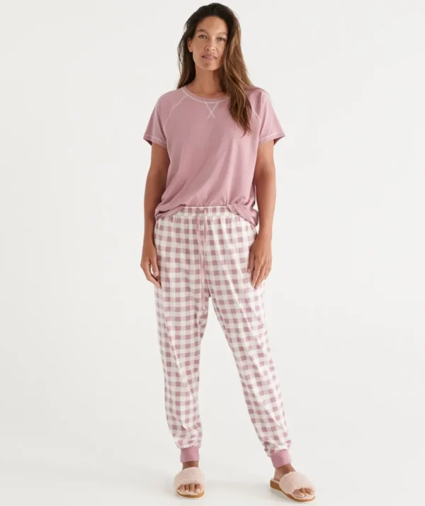 Check Print Australian Cotton Knit Pyjama Pant-Sussan Fashion