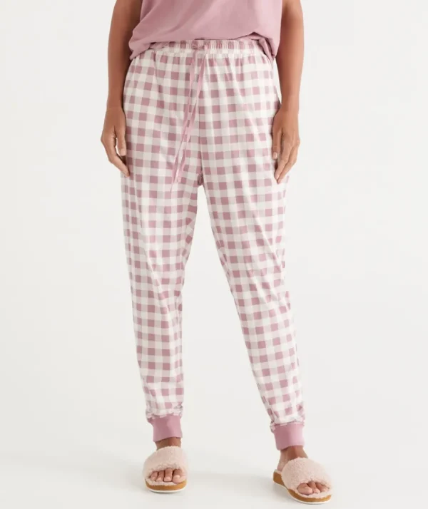 Check Print Australian Cotton Knit Pyjama Pant-Sussan Fashion