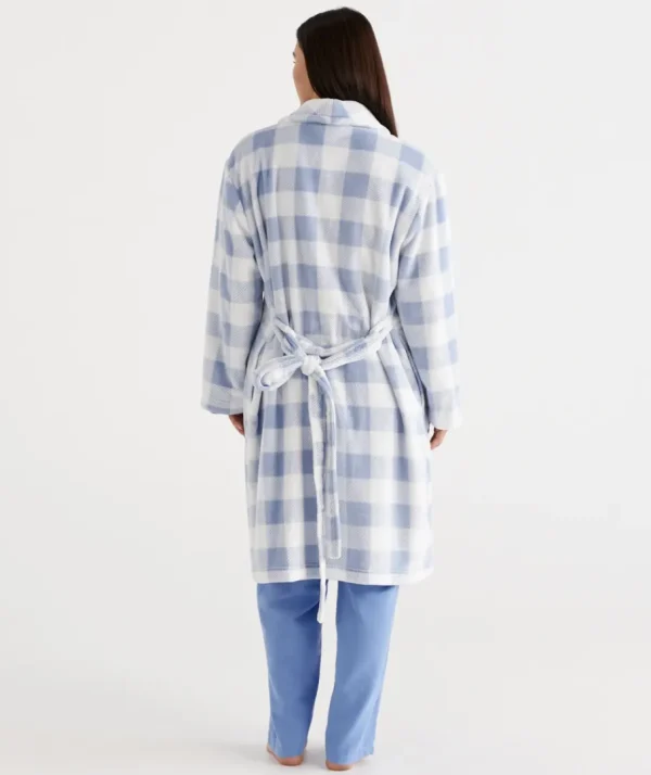 Check Print Soft Fleece Gown-Sussan Best Sale