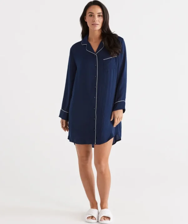 Contrast Satin Nightshirt-Sussan Fashion