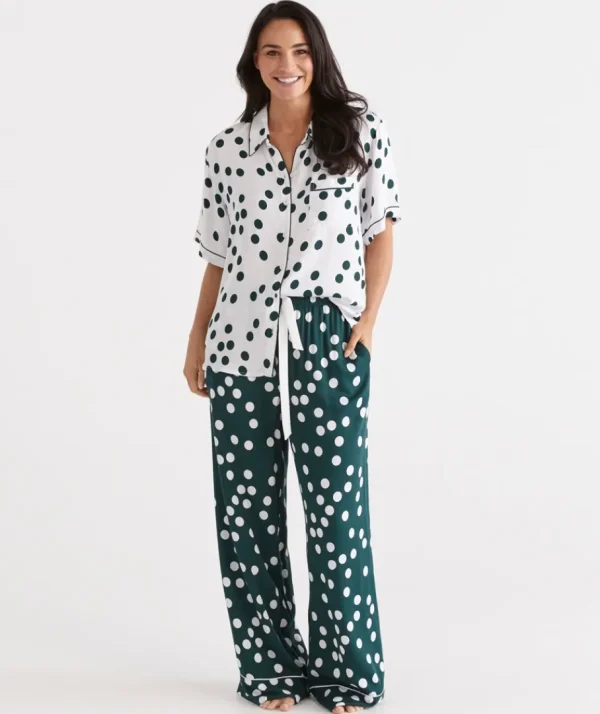 Contrast Spot Pyjama Set-Sussan New