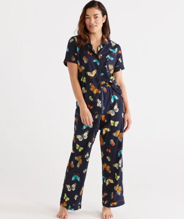 Cotton Butterfly Print Pyjama Set-Sussan Best