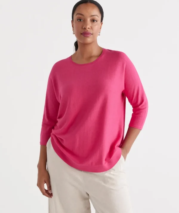 Cotton Curved Hem Pull Over-Sussan Sale