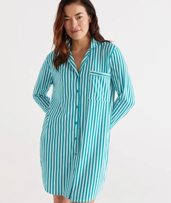 Cotton Stripe Nightshirt-Sussan Clearance