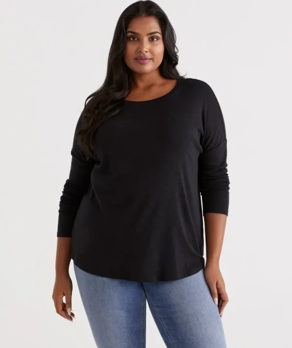 Crew Drop Shoulder Top-Sussan Best