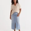 Denim Split Front Skirt-Sussan Sale