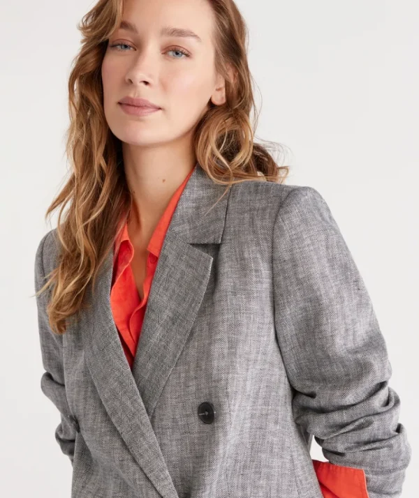 Double Breasted Herringbone Blazer-Sussan New