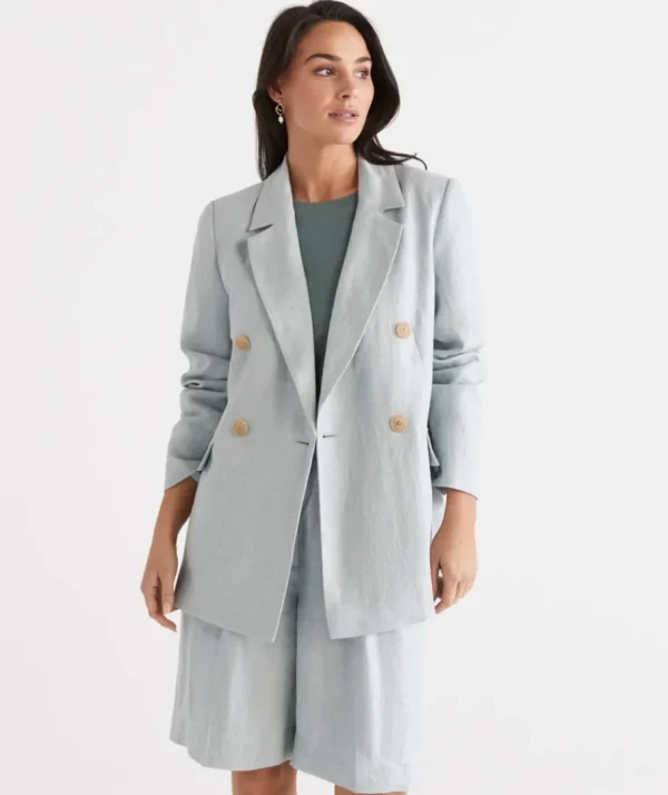 Double Breasted Linen Blazer-Sussan Hot