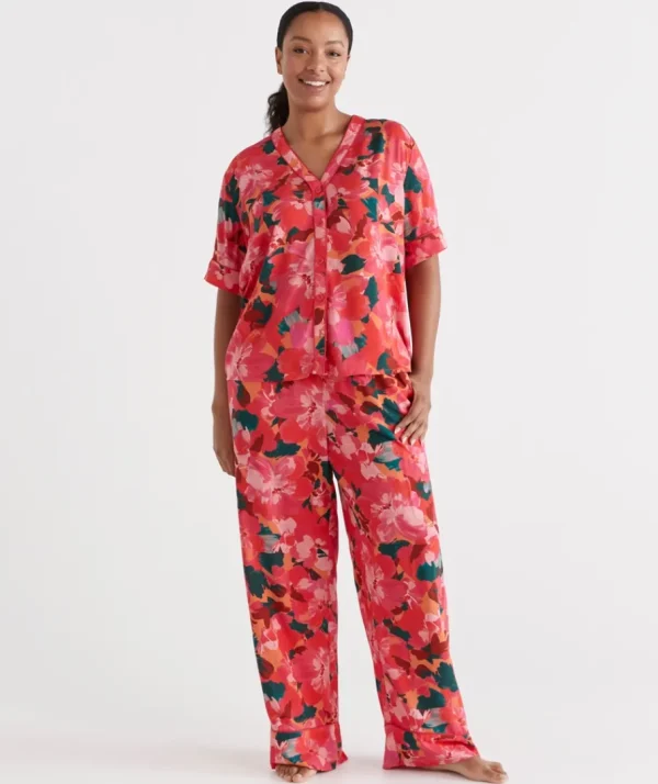 Floral Bloom Wide Leg Pyjama Set-Sussan Outlet