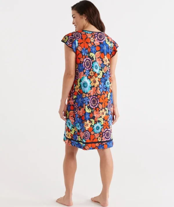 Floral Flutter Sleeve Nightie-Sussan Clearance