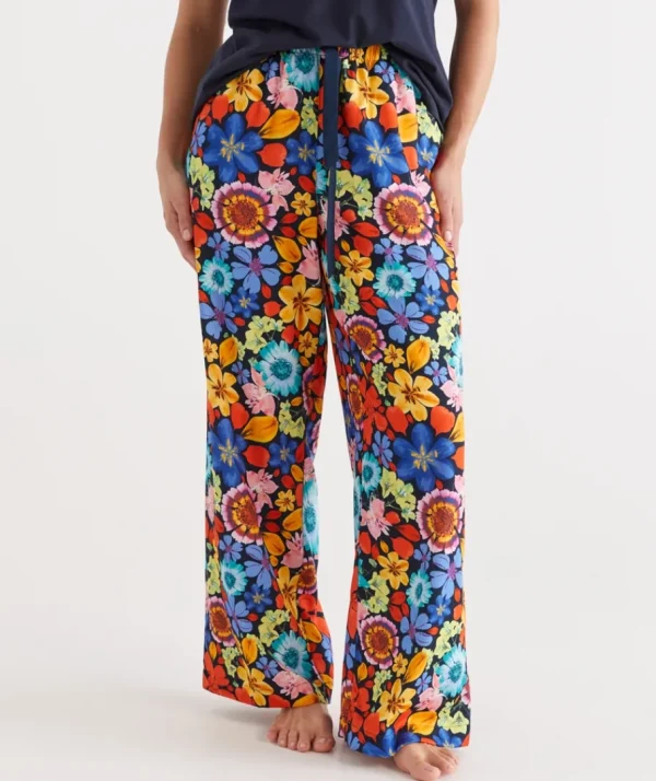 Floral Print Wide Leg Pyjama Pant-Sussan Clearance