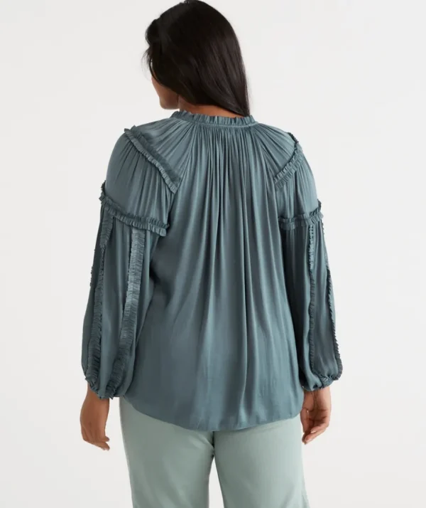 Frill Sleeve Top-Sussan Outlet