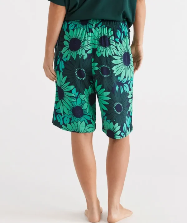 Green Floral Bermuda Shorts-Sussan Fashion