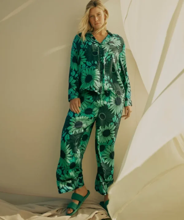 Green Floral Pyjama Set-Sussan Fashion