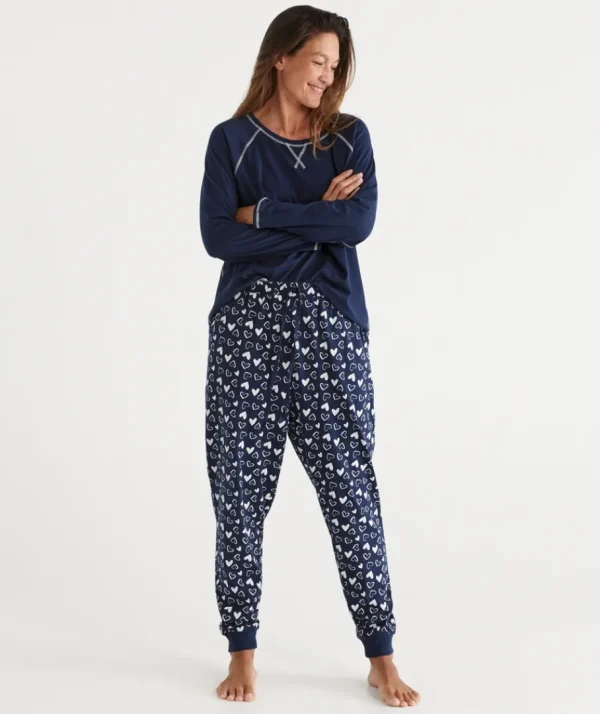 Heart Print Australian Cotton Knit Pyjama Pant-Sussan Store