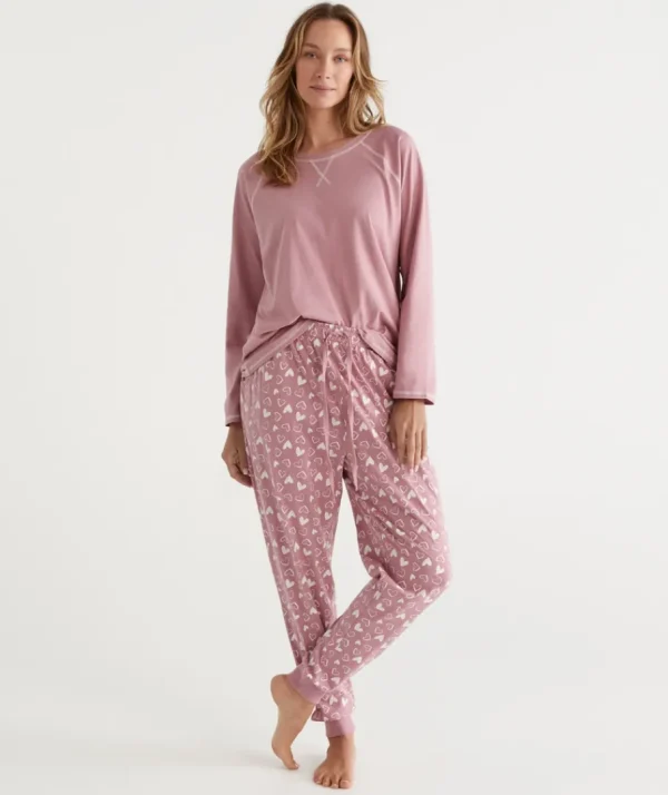 Heart Print Australian Cotton Knit Pyjama Pant-Sussan Sale