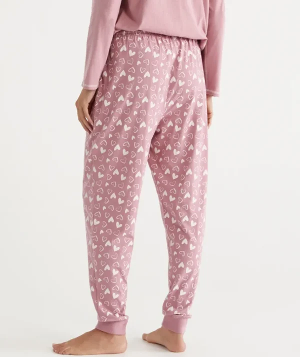 Heart Print Australian Cotton Knit Pyjama Pant-Sussan Sale