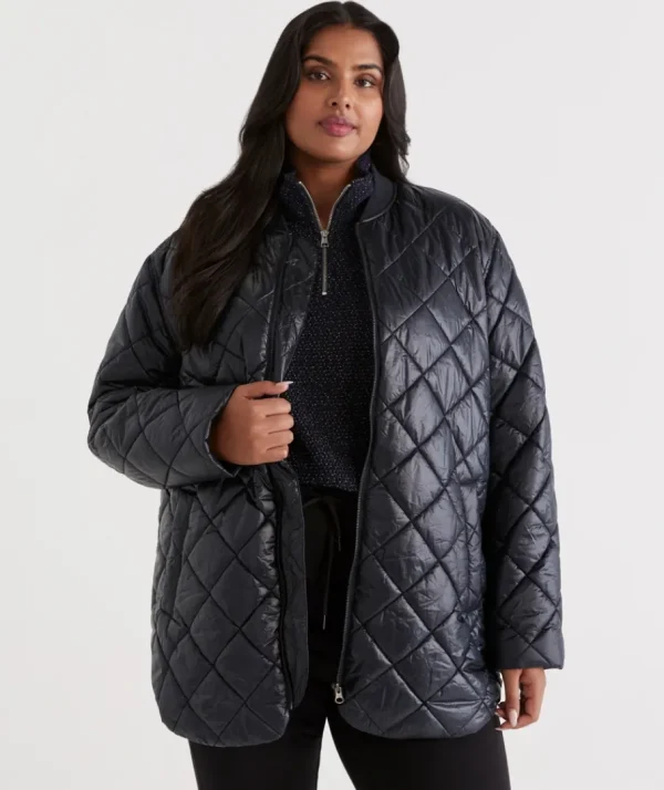 High Shine Quilted Jacket-Sussan Outlet