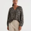 Leaf Half Placket Blouse-Sussan Flash Sale