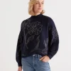 Linear Floral Metallic Pullover-Sussan New