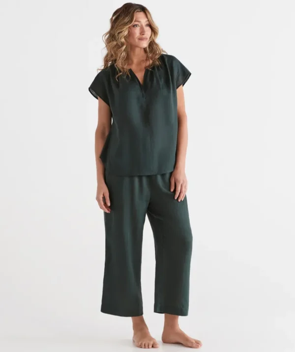 Linen ¾ Wide Leg Lounge Pant-Sussan Discount