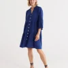 Linen Fluted Sleeve Dress-Sussan Discount