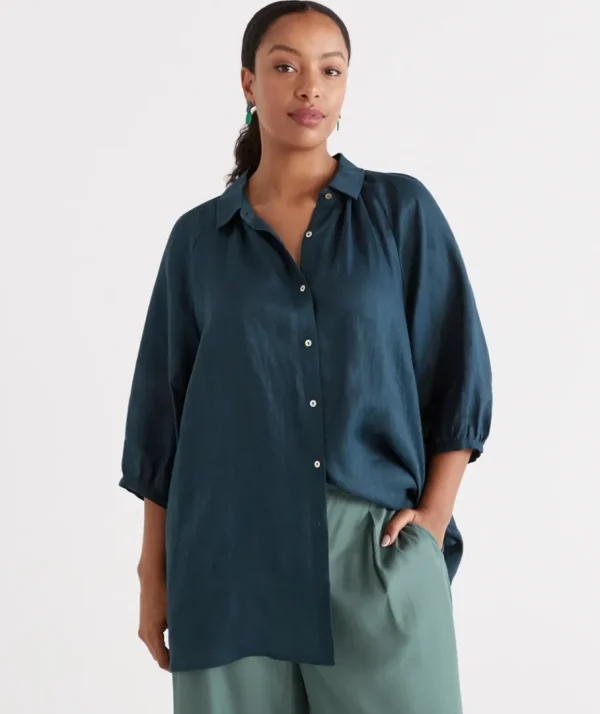 Linen Raglan Shirt-Sussan Outlet