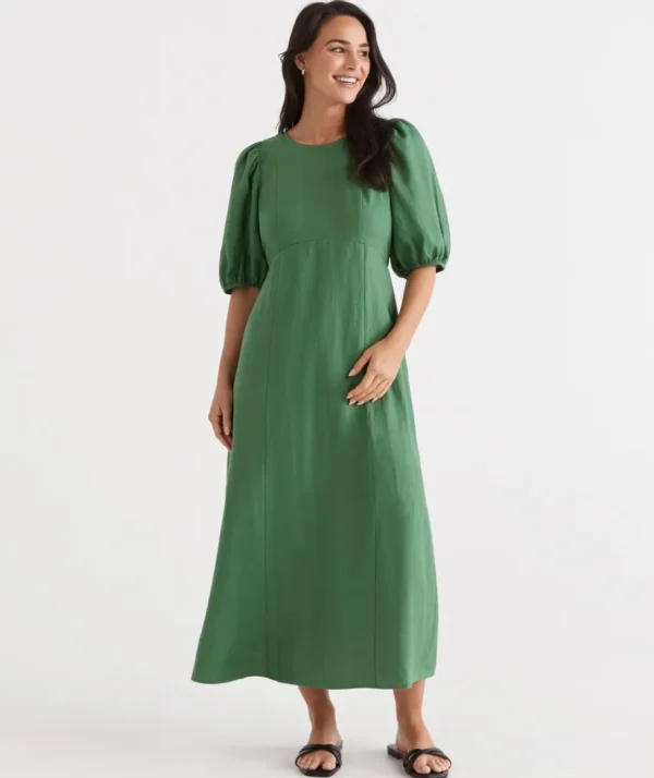 Linen Seam Detail Dress-Sussan Cheap