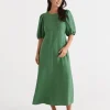 Linen Seam Detail Dress-Sussan Fashion