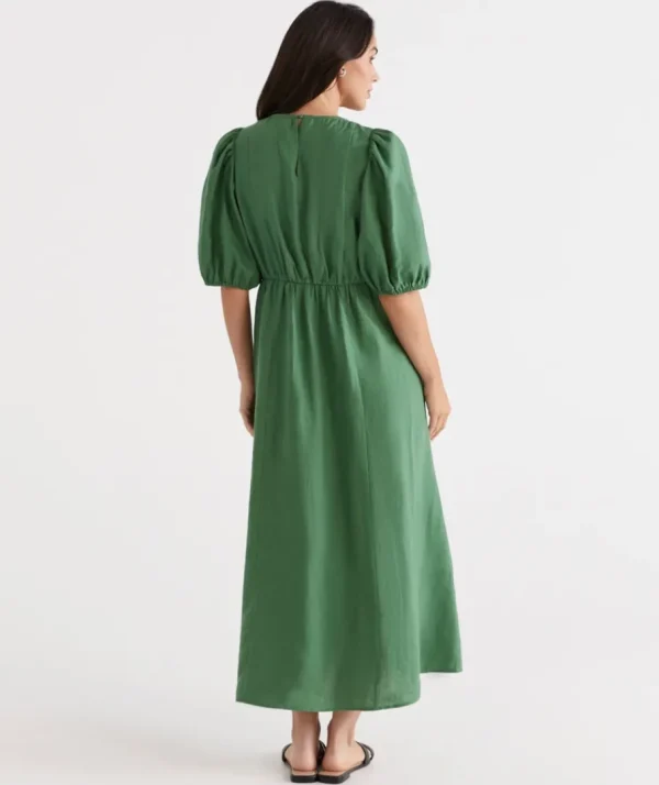 Linen Seam Detail Dress-Sussan Fashion