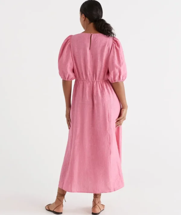 Linen Seam Detail Dress-Sussan Fashion