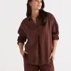 Linen Tab Sleeve Popover Shirt-Sussan Cheap