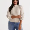 Lofty Mock Neck Blouson Pullover-Sussan Fashion